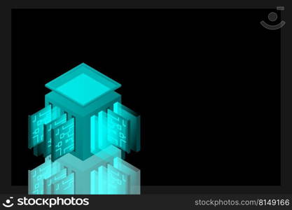 Data center isometric icon, database and cloud data storage concept, PCB slot, server room, cloud computing, 3d vector illustration.