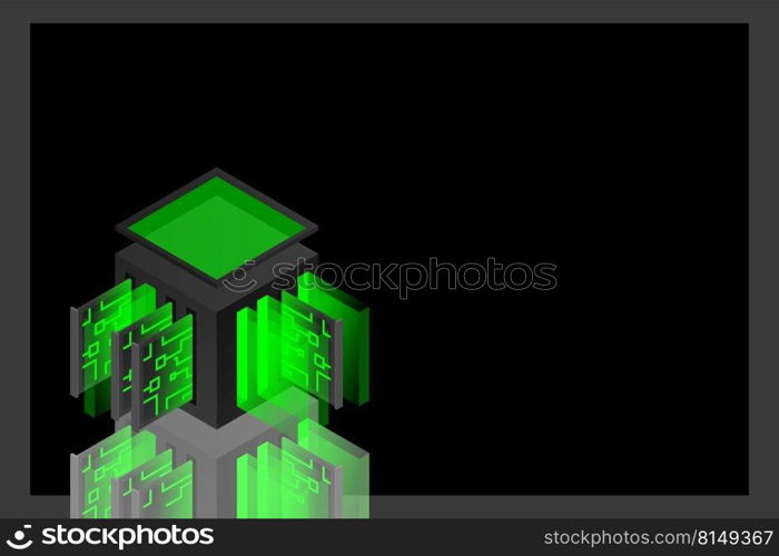 Data center isometric icon, database and cloud data storage concept, PCB slot, server room, cloud computing, 3d vector illustration.