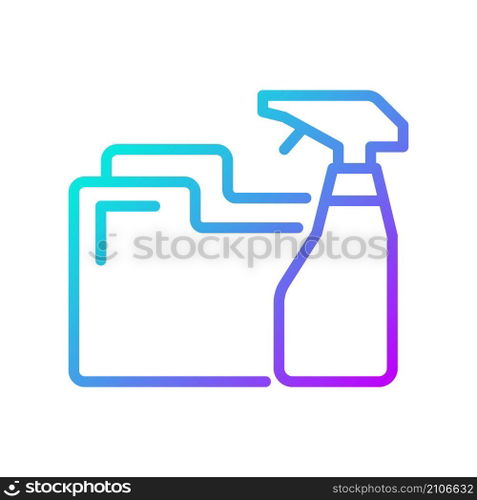 Data cleaning gradient linear vector icon. Data mining technique. Prepare information processing. File protection. Thin line color symbol. Modern style pictogram. Vector isolated outline drawing. Data cleaning gradient linear vector icon