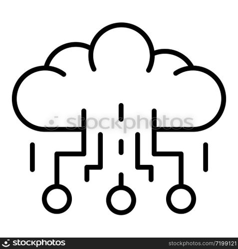 Data cloud learning icon. Outline data cloud learning vector icon for web design isolated on white background. Data cloud learning icon, outline style