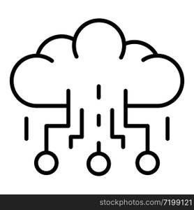Data cloud learning icon. Outline data cloud learning vector icon for web design isolated on white background. Data cloud learning icon, outline style