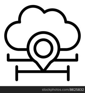 Data cloud location icon outline vector. Online education. School learning. Data cloud location icon outline vector. Online education