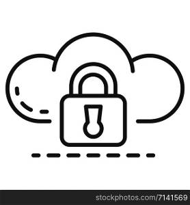 Data cloud lock icon. Outline data cloud lock vector icon for web design isolated on white background. Data cloud lock icon, outline style
