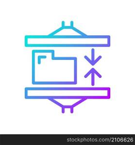 Data compression technique gradient linear vector icon. Digital information storage. Data mining technology. Thin line color symbol. Modern style pictogram. Vector isolated outline drawing. Data compression technique gradient linear vector icon