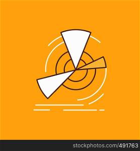 Data, diagram, performance, point, reference Flat Line Filled Icon. Beautiful Logo button over yellow background for UI and UX, website or mobile application. Vector EPS10 Abstract Template background