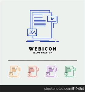 data, document, file, media, website 5 Color Line Web Icon Template isolated on white. Vector illustration. Vector EPS10 Abstract Template background