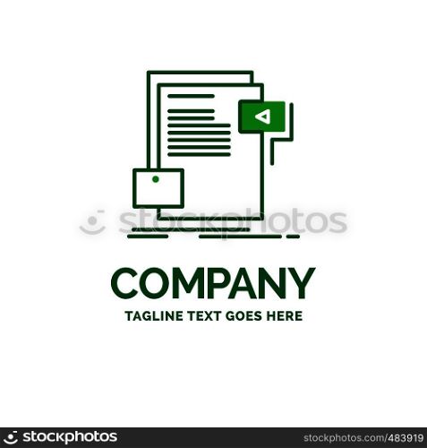 data, document, file, media, website Flat Business Logo template. Creative Green Brand Name Design.