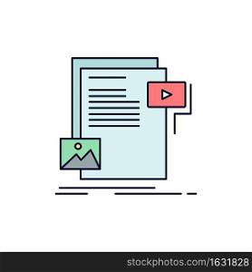 data, document, file, media, website Flat Color Icon Vector