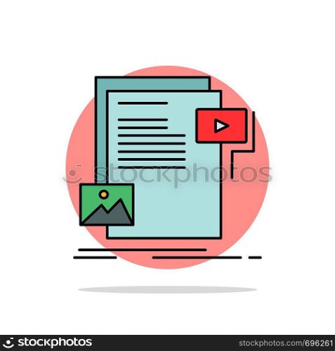 data, document, file, media, website Flat Color Icon Vector