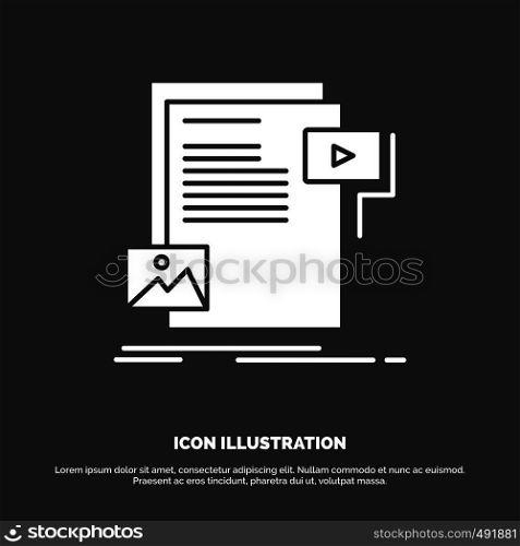 data, document, file, media, website Icon. glyph vector symbol for UI and UX, website or mobile application. Vector EPS10 Abstract Template background