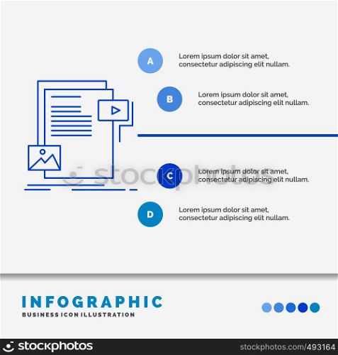 data, document, file, media, website Infographics Template for Website and Presentation. Line Blue icon infographic style vector illustration. Vector EPS10 Abstract Template background