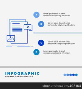 data, document, file, media, website Infographics Template for Website and Presentation. Line Blue icon infographic style vector illustration. Vector EPS10 Abstract Template background