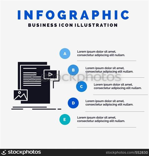 data, document, file, media, website Infographics Template for Website and Presentation. GLyph Gray icon with Blue infographic style vector illustration.. Vector EPS10 Abstract Template background