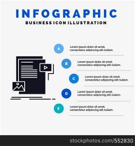 data, document, file, media, website Infographics Template for Website and Presentation. GLyph Gray icon with Blue infographic style vector illustration.. Vector EPS10 Abstract Template background