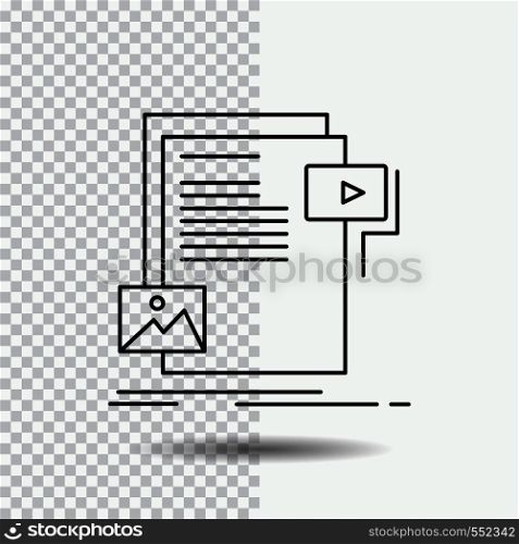 data, document, file, media, website Line Icon on Transparent Background. Black Icon Vector Illustration. Vector EPS10 Abstract Template background