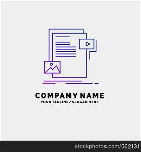 data, document, file, media, website Purple Business Logo Template. Place for Tagline. Vector EPS10 Abstract Template background