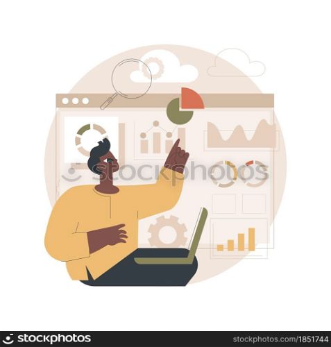 Data driven business model abstract concept vector illustration. Data analytics, data-driven business, comprehensive strategy, new economic model, reliable decision making abstract metaphor.. Data driven business model abstract concept vector illustration.