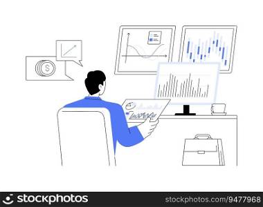 Data-driven investment strategy abstract concept vector illustration. Statistics analyst deals with data driven money investment strategy, mathematics science, getting income abstract metaphor.. Data-driven investment strategy abstract concept vector illustration.