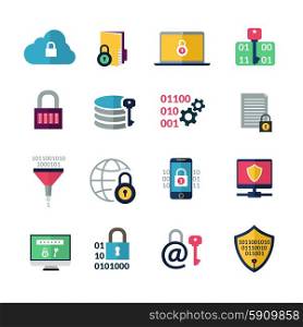 Data encryption and information protection technology icons isolated vector illustration. Data Encryption Icons