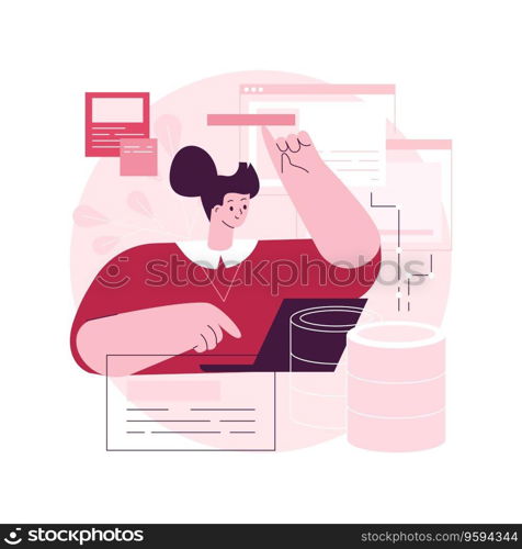 Data entry services abstract concept vector illustration. Database management service, data entry outsource company, remote professional operator, structured information abstract metaphor.. Data entry services abstract concept vector illustration.