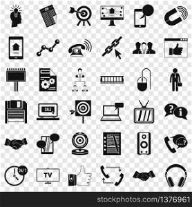 Data exchange icons set. Simple style of 36 data exchange vector icons for web for any design. Data exchange icons set, simple style