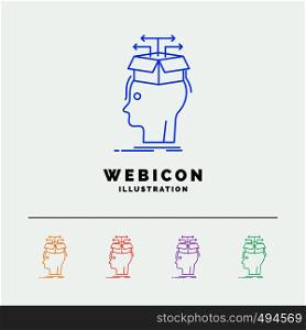 Data, extraction, head, knowledge, sharing 5 Color Line Web Icon Template isolated on white. Vector illustration. Vector EPS10 Abstract Template background