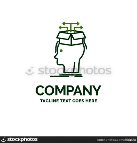Data, extraction, head, knowledge, sharing Flat Business Logo template. Creative Green Brand Name Design.