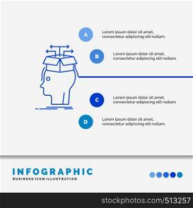 Data, extraction, head, knowledge, sharing Infographics Template for Website and Presentation. Line Blue icon infographic style vector illustration. Vector EPS10 Abstract Template background