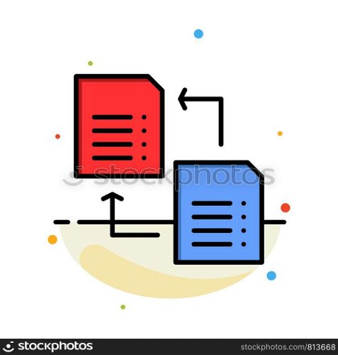 Data, File, Share, Science Abstract Flat Color Icon Template