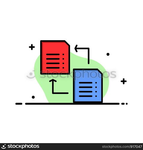 Data, File, Share, Science Business Flat Line Filled Icon Vector Banner Template