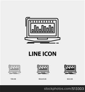 Data, financial, index, monitoring, stock Icon in Thin, Regular and Bold Line Style. Vector illustration. Vector EPS10 Abstract Template background