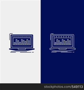 Data, financial, index, monitoring, stock Line and Glyph web Button in Blue color Vertical Banner for UI and UX, website or mobile application. Vector EPS10 Abstract Template background