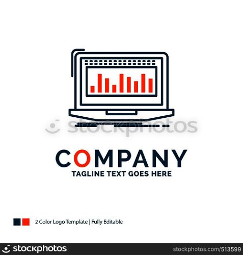 Data, financial, index, monitoring, stock Logo Design. Blue and Orange Brand Name Design. Place for Tagline. Business Logo template.