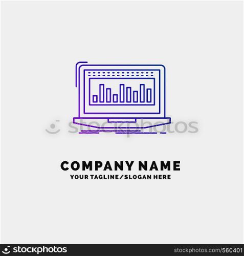 Data, financial, index, monitoring, stock Purple Business Logo Template. Place for Tagline. Vector EPS10 Abstract Template background
