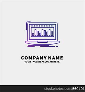 Data, financial, index, monitoring, stock Purple Business Logo Template. Place for Tagline. Vector EPS10 Abstract Template background