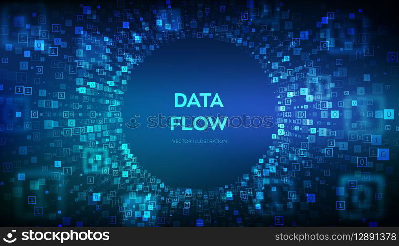 Data Flow. Binary data flow tunnel. Virtual tunnel warp. Coding, programming or hacking concept. Abstract futuristic cyberspace. Big data. Digital code with digits 1.0. Vector Illustration. Data Flow. Binary data flow tunnel. Virtual tunnel warp. Coding, programming or hacking concept. Abstract futuristic cyberspace. Big data. Digital code with digits 1.0. Vector Illustration.