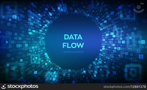 Data Flow. Binary data flow tunnel. Virtual tunnel warp. Coding, programming or hacking concept. Abstract futuristic cyberspace. Big data. Digital code with digits 1.0. Vector Illustration. Data Flow. Binary data flow tunnel. Virtual tunnel warp. Coding, programming or hacking concept. Abstract futuristic cyberspace. Big data. Digital code with digits 1.0. Vector Illustration.