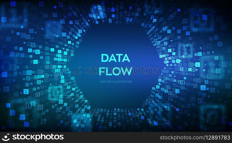 Data Flow. Binary data flow tunnel. Virtual tunnel warp. Coding, programming or hacking concept. Abstract futuristic cyberspace. Big data. Digital code with digits 1.0. Vector Illustration. Data Flow. Binary data flow tunnel. Virtual tunnel warp. Coding, programming or hacking concept. Abstract futuristic cyberspace. Big data. Digital code with digits 1.0. Vector Illustration.