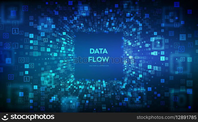 Data Flow. Binary data flow tunnel. Virtual tunnel warp. Coding, programming or hacking concept. Abstract futuristic cyberspace. Big data. Digital code with digits 1.0. Vector Illustration. Data Flow. Binary data flow tunnel. Virtual tunnel warp. Coding, programming or hacking concept. Abstract futuristic cyberspace. Big data. Digital code with digits 1.0. Vector Illustration.