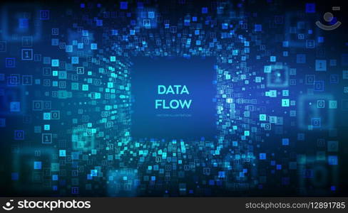 Data Flow. Binary data flow tunnel. Virtual tunnel warp. Coding, programming or hacking concept. Abstract futuristic cyberspace. Big data. Digital code with digits 1.0. Vector Illustration. Data Flow. Binary data flow tunnel. Virtual tunnel warp. Coding, programming or hacking concept. Abstract futuristic cyberspace. Big data. Digital code with digits 1.0. Vector Illustration.