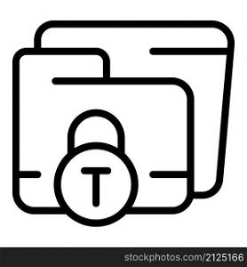 Data folder icon outline vector. Cyber key. System lock. Data folder icon outline vector. Cyber key