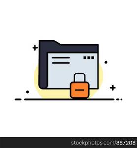 Data, Folder, Password, Protection, Secure Business Flat Line Filled Icon Vector Banner Template