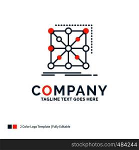 Data, framework, App, cluster, complex Logo Design. Blue and Orange Brand Name Design. Place for Tagline. Business Logo template.
