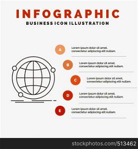 Data, global, internet, network, web Infographics Template for Website and Presentation. Line Gray icon with Orange infographic style vector illustration. Vector EPS10 Abstract Template background