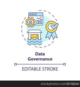 Data governance concept icon. Regulation and control. Data lakehouse abstract idea thin line illustration. Isolated outline drawing. Editable stroke. Arial, Myriad Pro-Bold fonts used. Data governance concept icon
