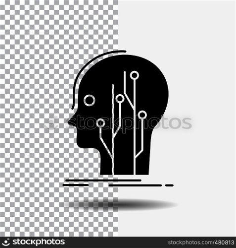 Data, head, human, knowledge, network Glyph Icon on Transparent Background. Black Icon. Vector EPS10 Abstract Template background