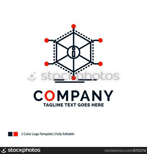 Data, help, info, information, resources Logo Design. Blue and Orange Brand Name Design. Place for Tagline. Business Logo template.