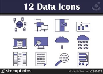Data Icon Set. Editable Bold Outline With Color Fill Design. Vector Illustration.