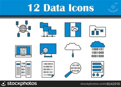 Data Icon Set. Editable Bold Outline With Color Fill Design. Vector Illustration.