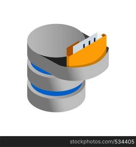 Data import into a database icon in isometric 3d style on a white background. Data import into a database icon